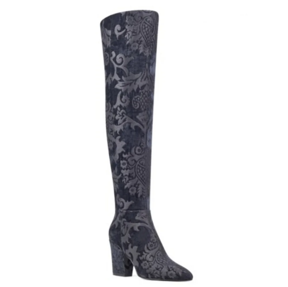 Stunning Brocade Print Nine West OTK Boots